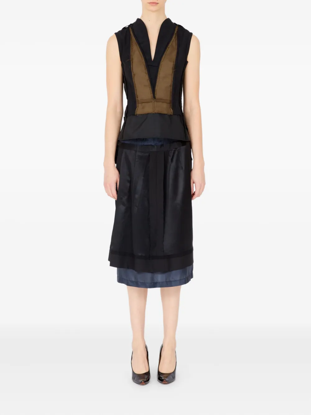Maison Margiela Tweekleurige top Zwart