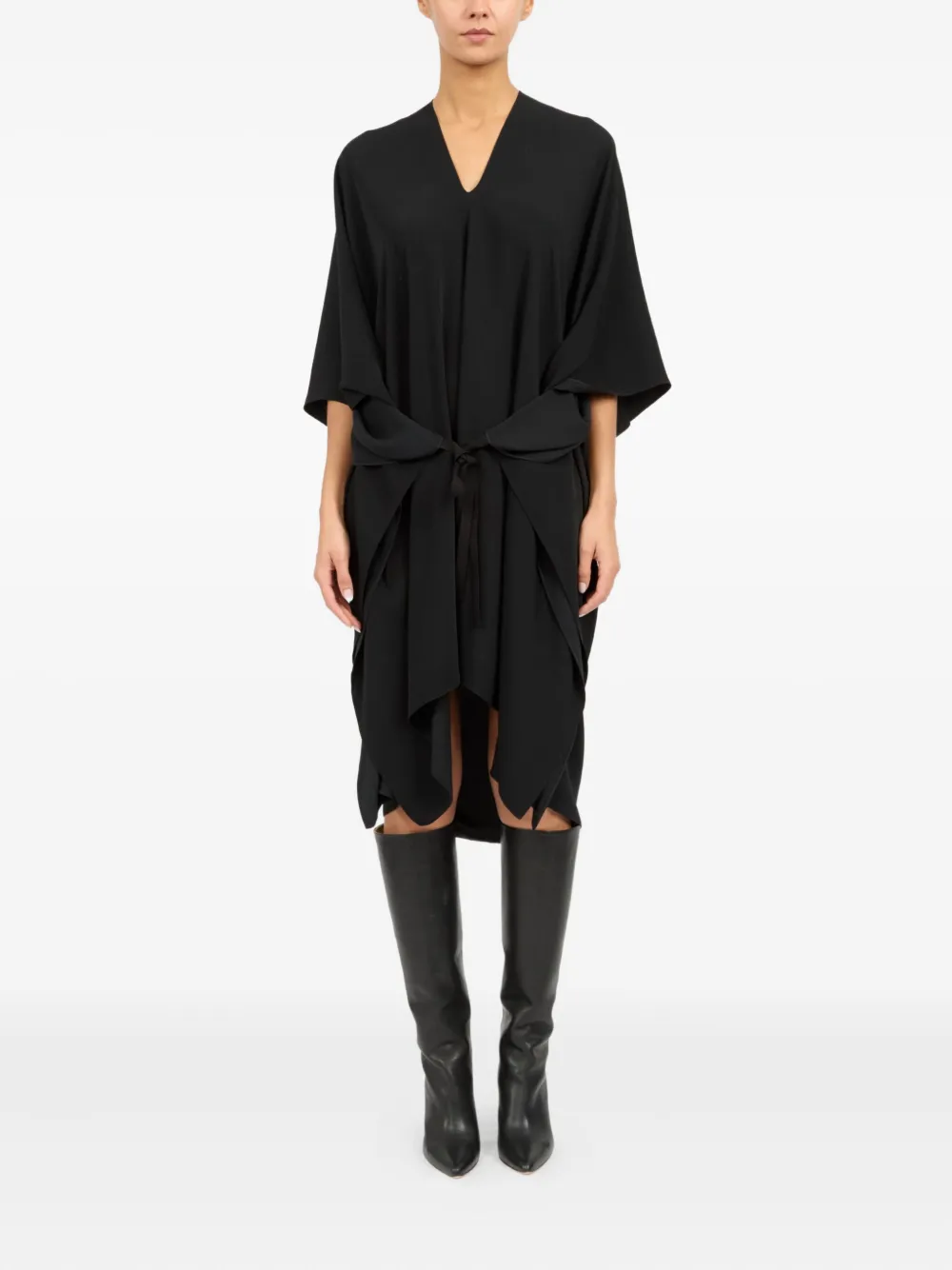 MM6 Maison Margiela V-neck midi dress - Zwart