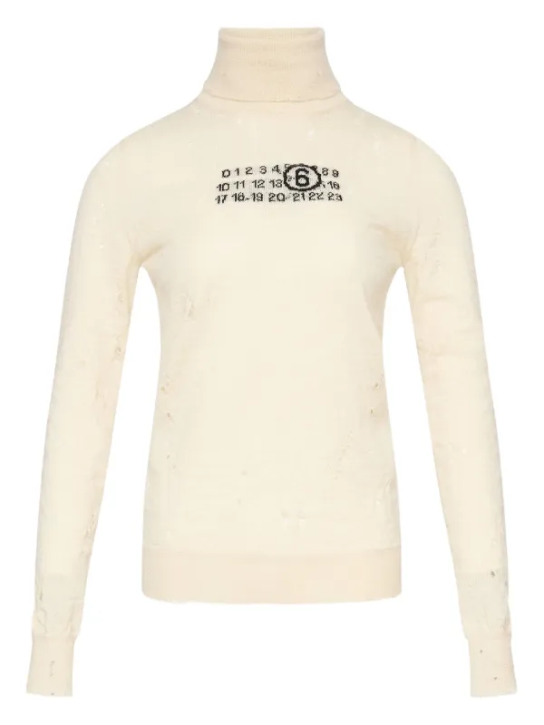 MM6 Maison Margiela Numbers-motif Sweater in Neutrals