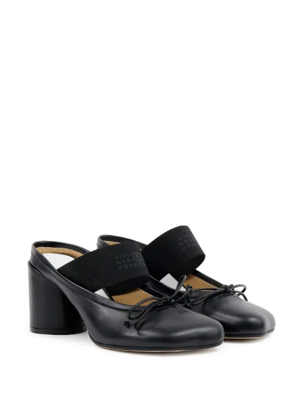 MM6 Maison Margiela 70mm logo-elastic Ballet Mules | Black