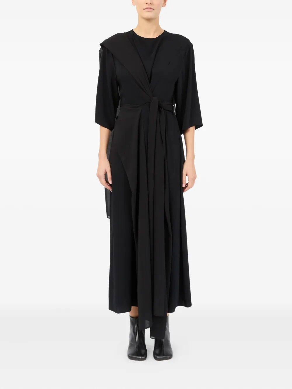 MM6 Maison Margiela Asymmetrische midi-jurk - Zwart