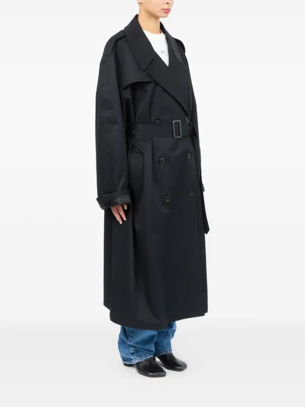 MM6ブラックロングサテンコート 黒 38 メンズでも◯ MM6 Maison Margiela テーラード コート | ブラック | FARFETCH JP