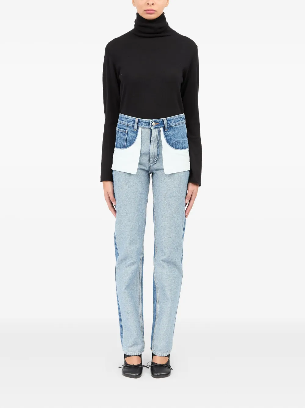 MM6 Maison Margiela Jeans met binnenstebuiten zoom - Blauw