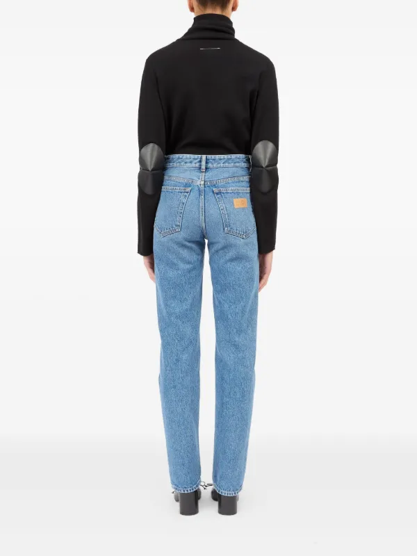 【関税&送料込】Mm6 Maison Margiela Straight Jeans MM6 Maison Margiela cracked-effect straight-leg Jeans | Blue