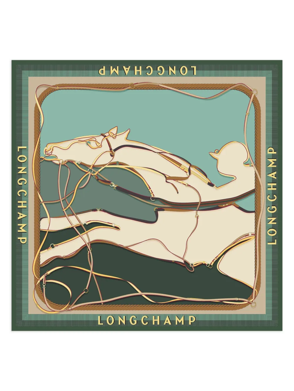 Longchamp A Toute Allure printed silk scarf - グリーン Longchamp A Toute Allure printed silk scarf - グリーン