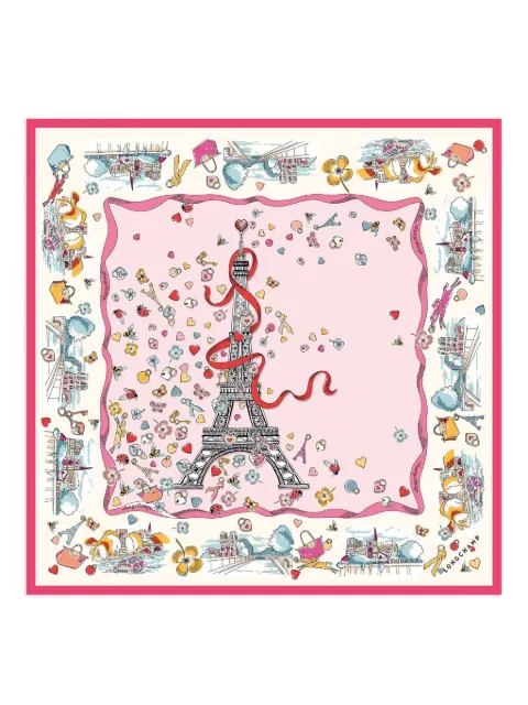 Longchamp foulard Parisian Illustration en soie