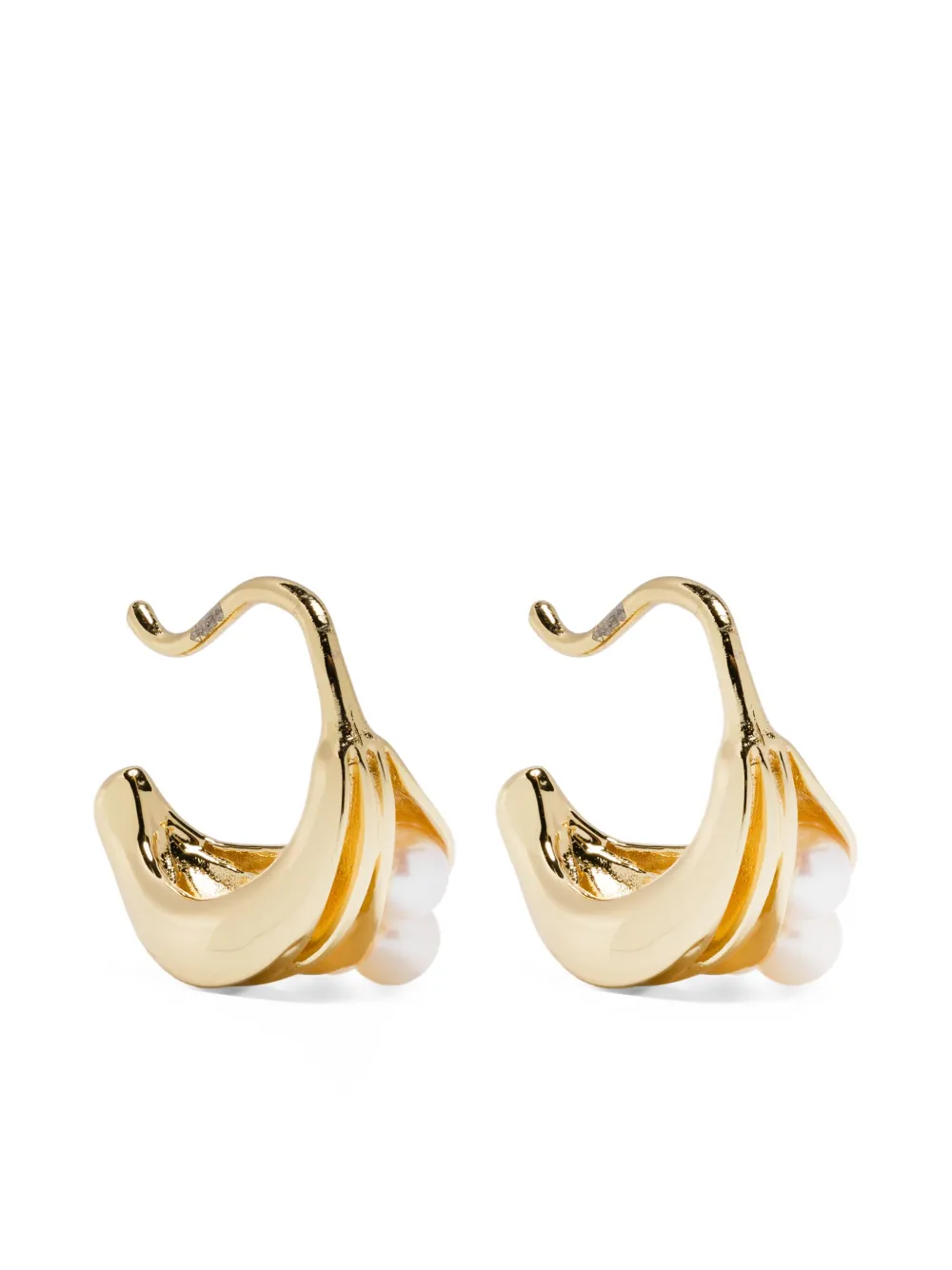 Ryenn's Eyes x Quentin Jones freshwater pearl folded hoop earrings | Gold | Image 1