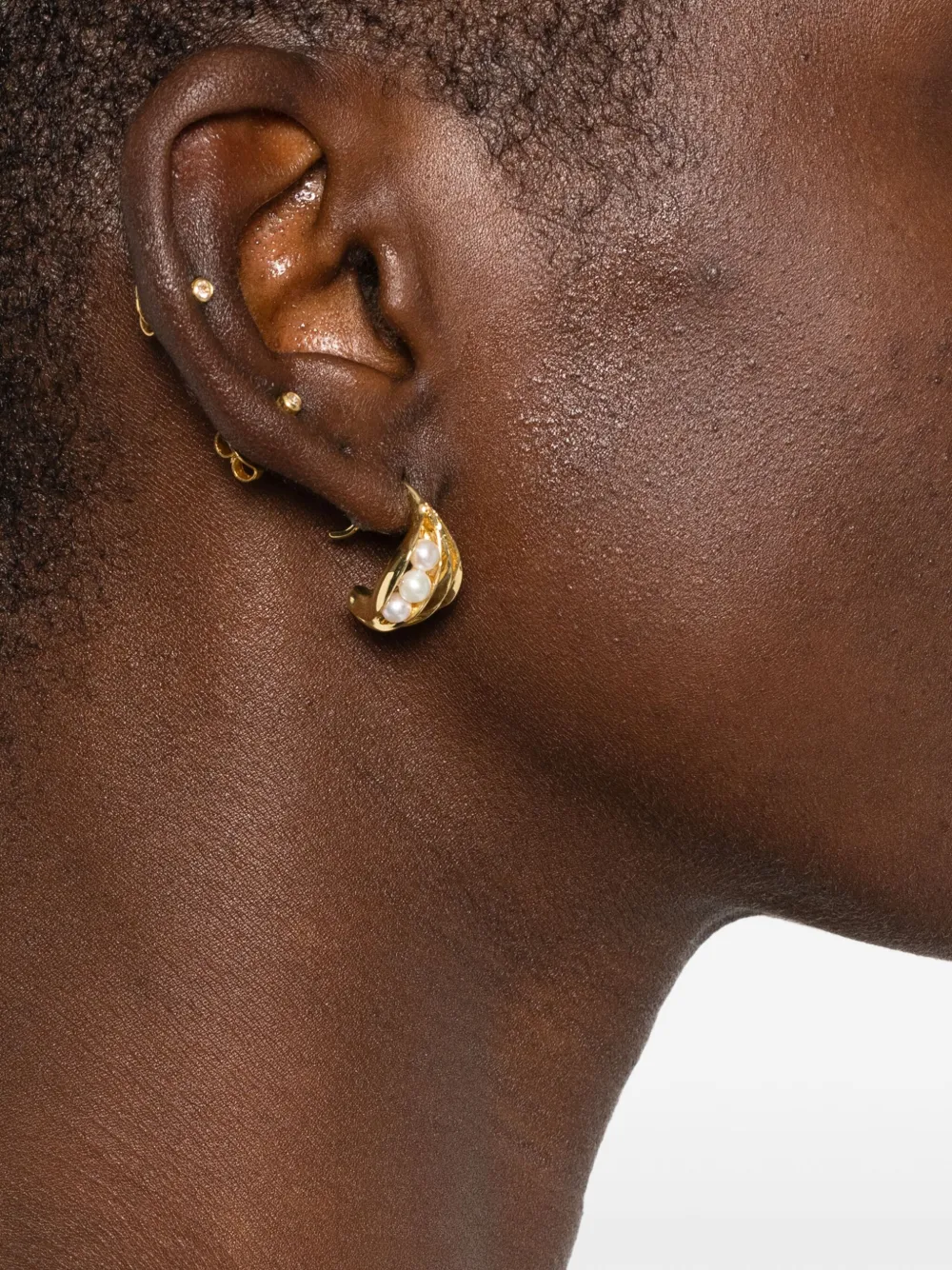 Ryenn's Eyes x Quentin Jones freshwater pearl folded hoop earrings | Image 2