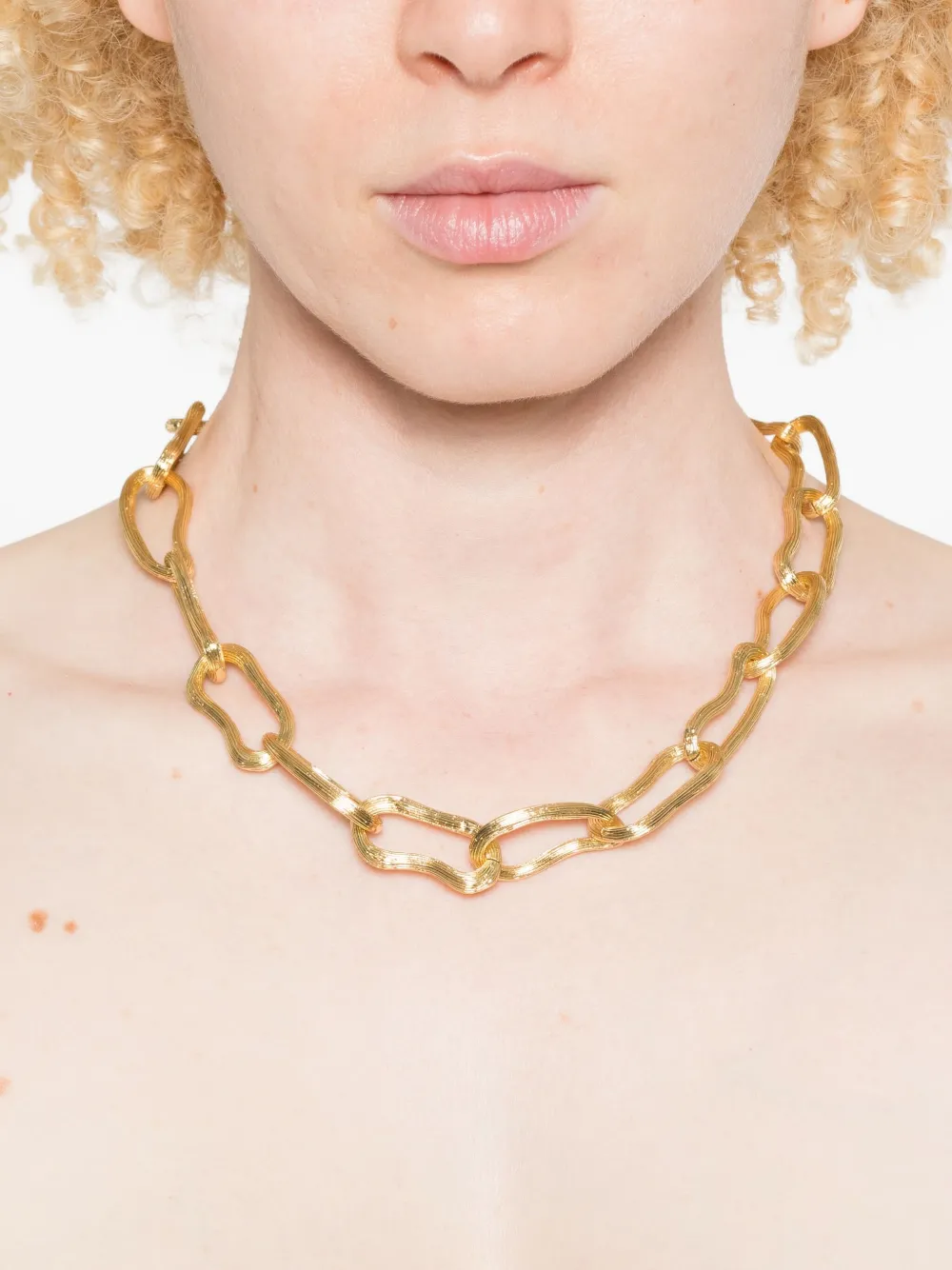 Ryenn's Eyes x Quentin Jones 14kt vergulde messing schakelhalsketting - Goud