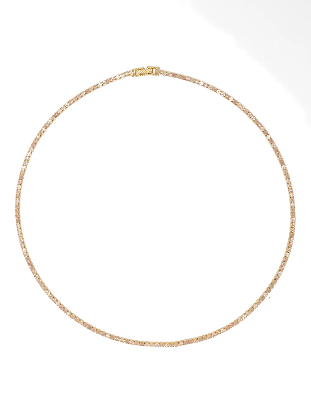 Ryenn's Eyes Rose-quartz Tennis Necklace In Gold