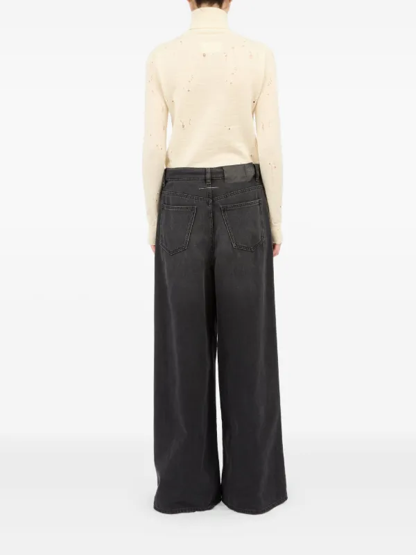 MM6 Maison Margiela ペイント ワイドジーンズ | ブラック | FARFETCH JP