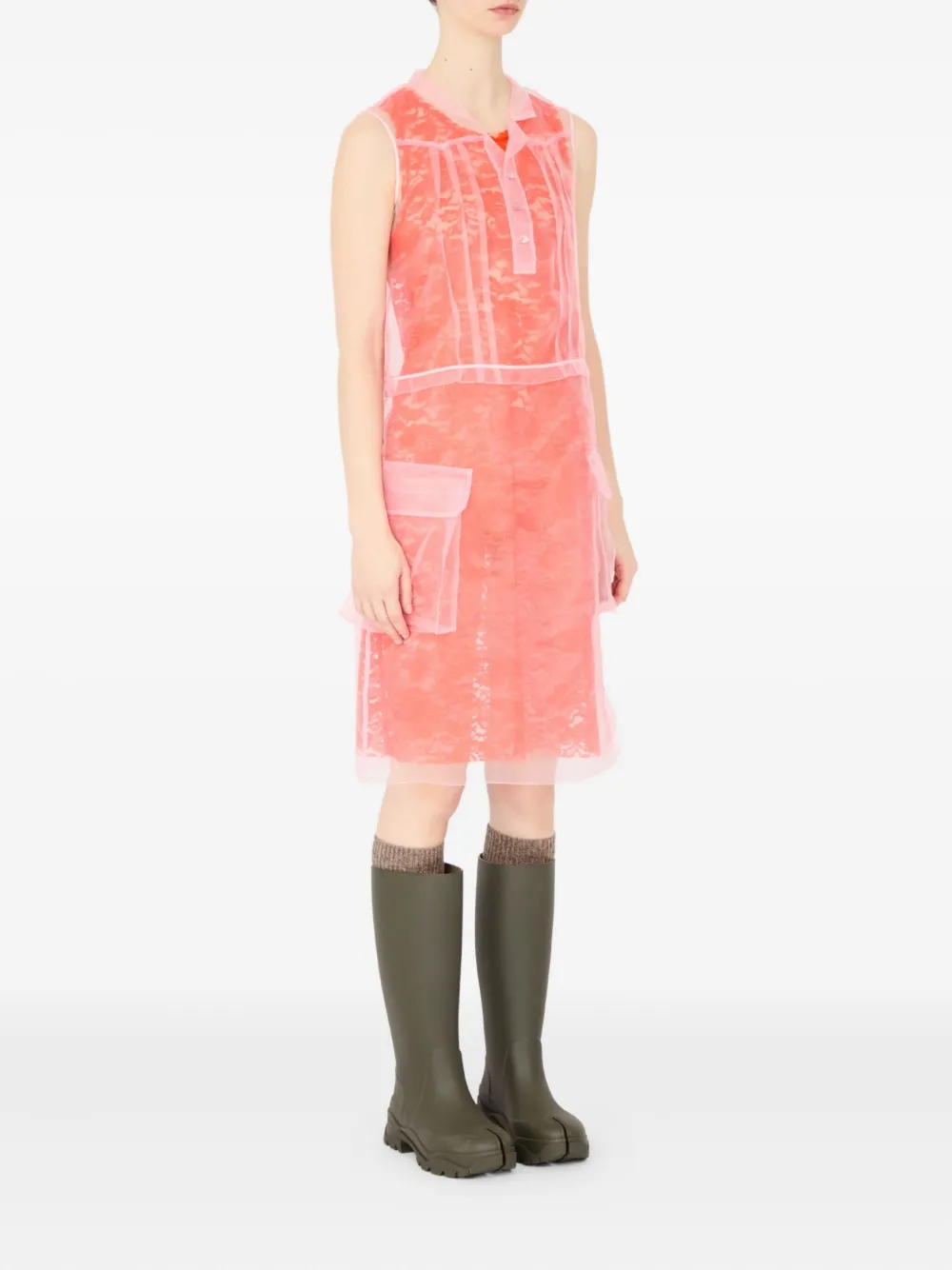 Maison Margiela Gelaagde midi-jurk Oranje