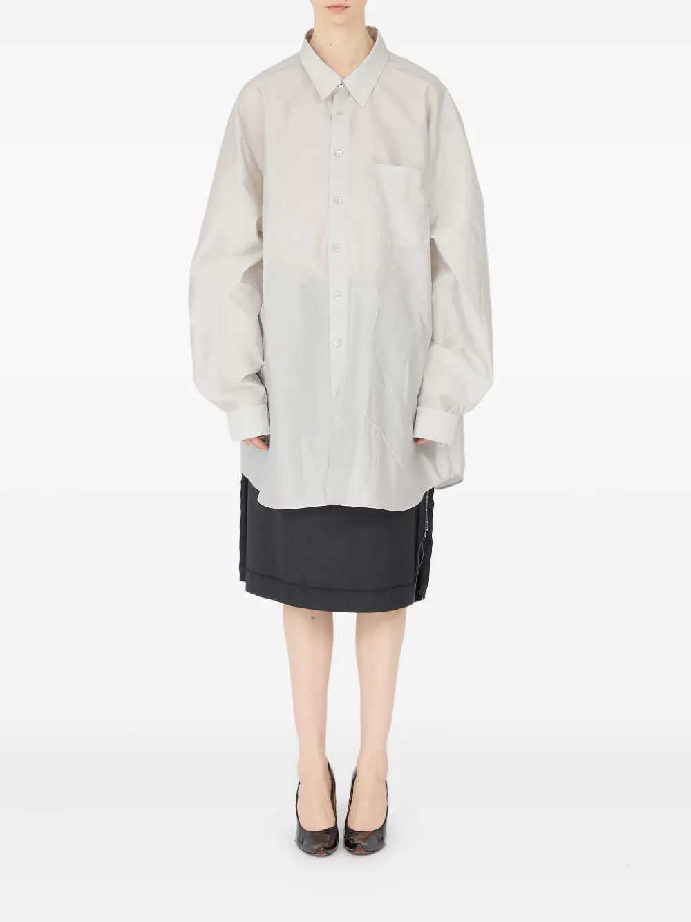 Maison Margiela T-shirt met lange mouwen en zak Wit