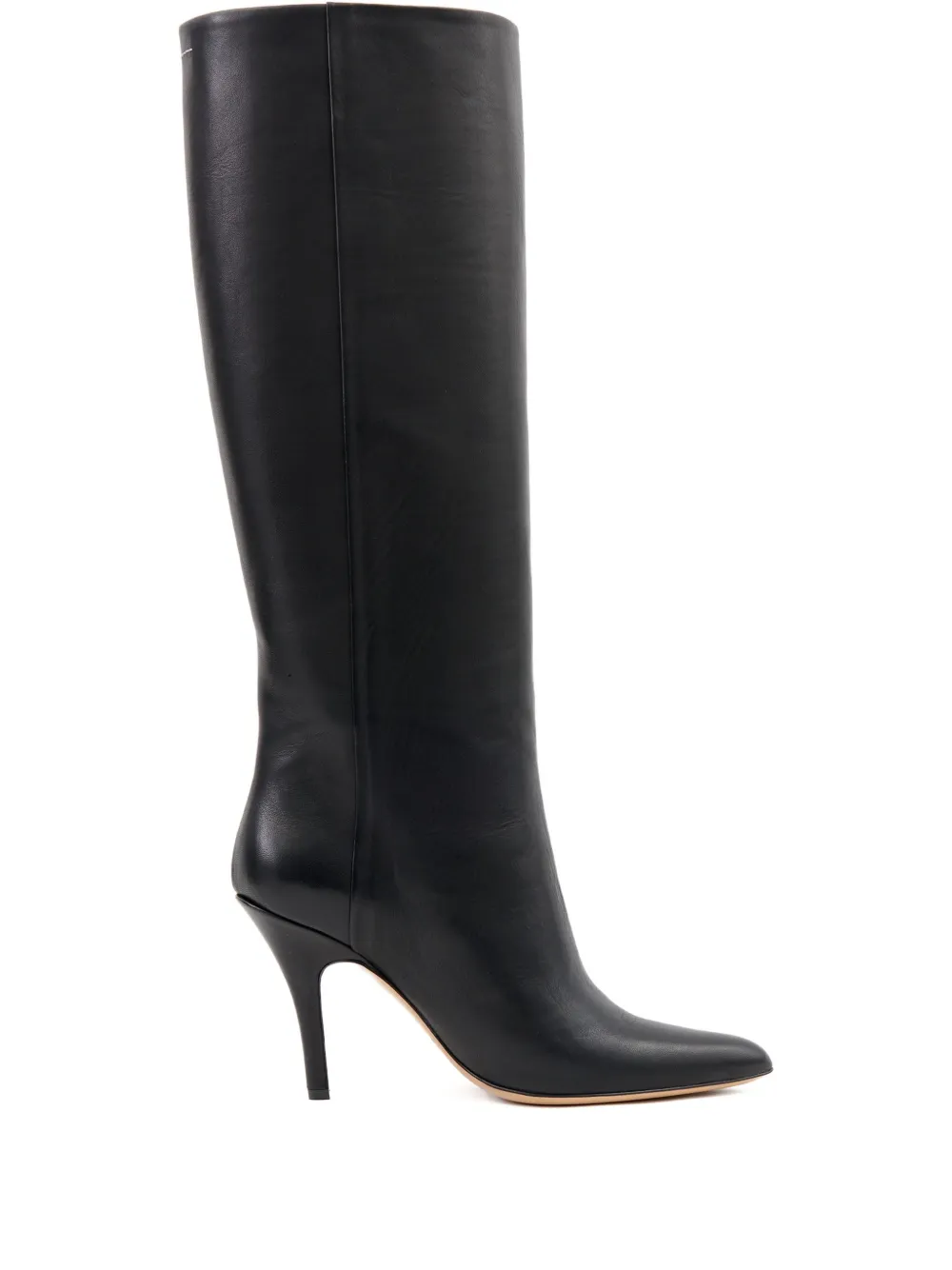 MM6 Maison Margiela leather knee-high boots Black