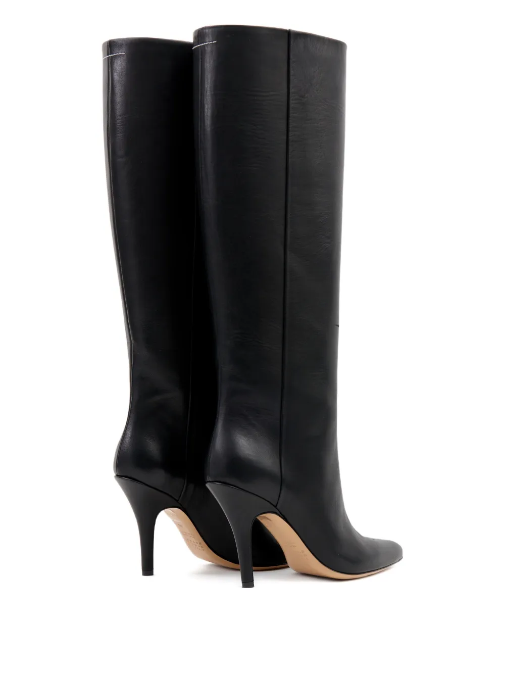 MM6 Maison Margiela leather knee-high boots Black