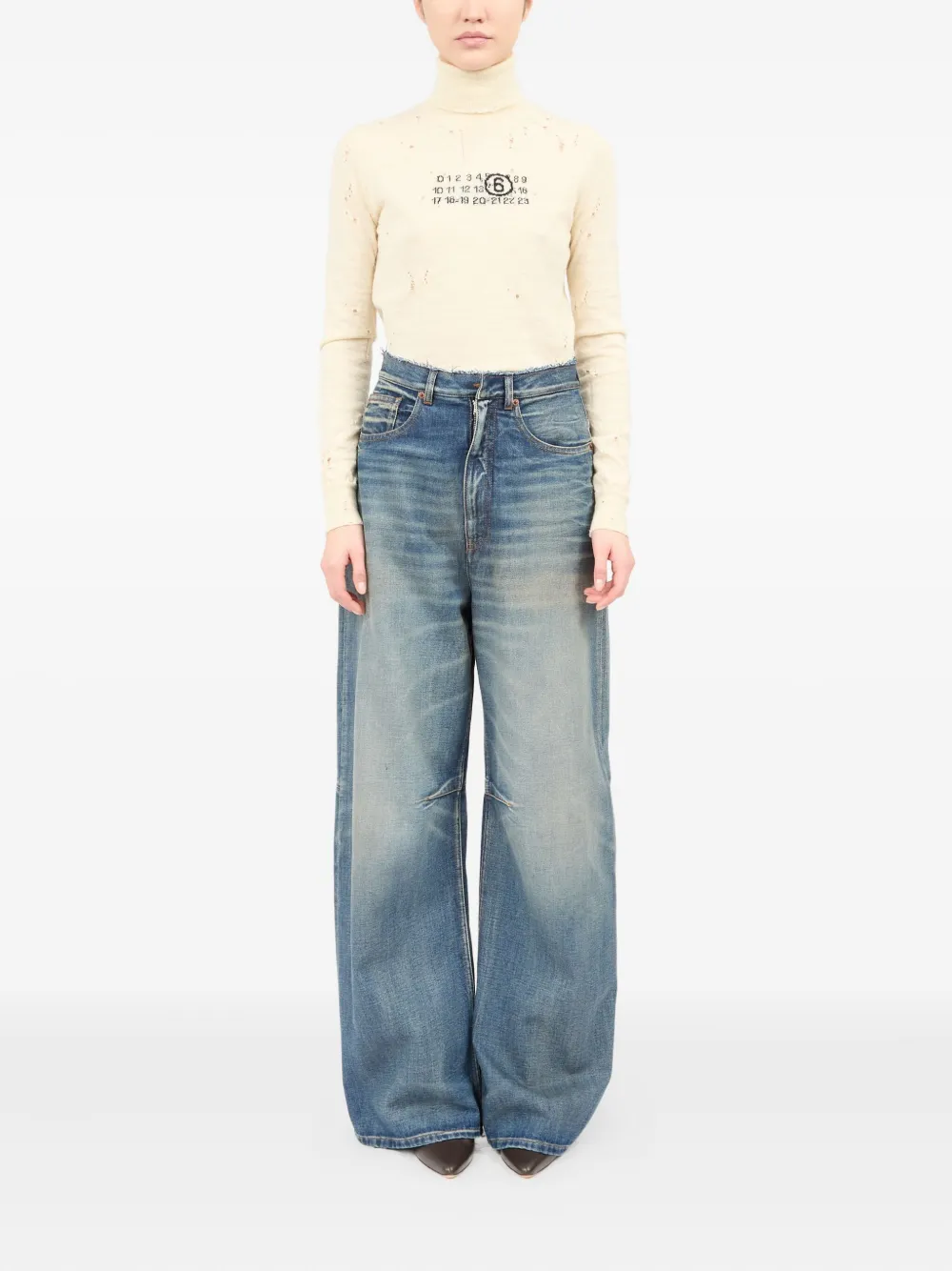 MM6 Maison Margiela Jeans met wijde pijpen - Blauw