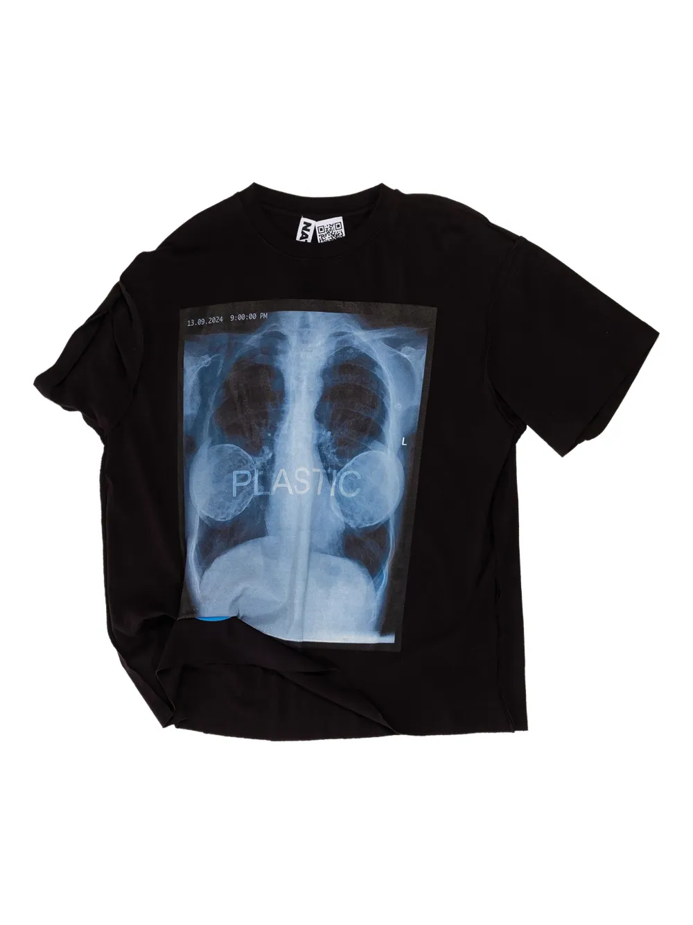 Natasha Zinko Asymmetrisch X-Ray T-shirt Zwart