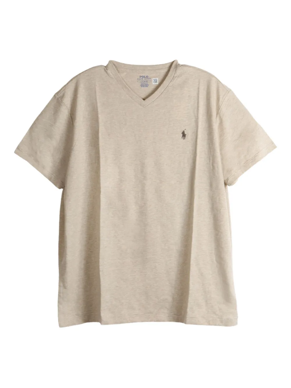 Polo Ralph Lauren T-shirt met Polo Pony-borduurwerk en V-hals Beige