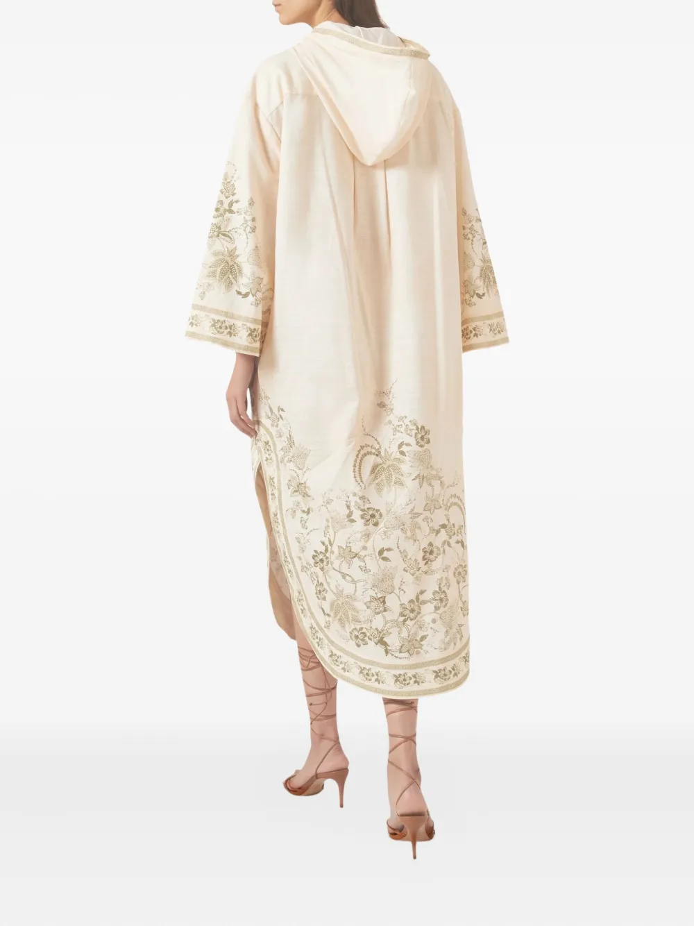 ZIMMERMANN Midi-jurk met capuchon en print - Beige