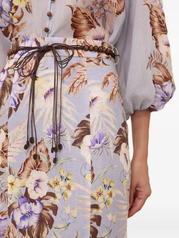 ZIMMERMANN floral-print Flared Midi Skirt | Purple | FARFETCH