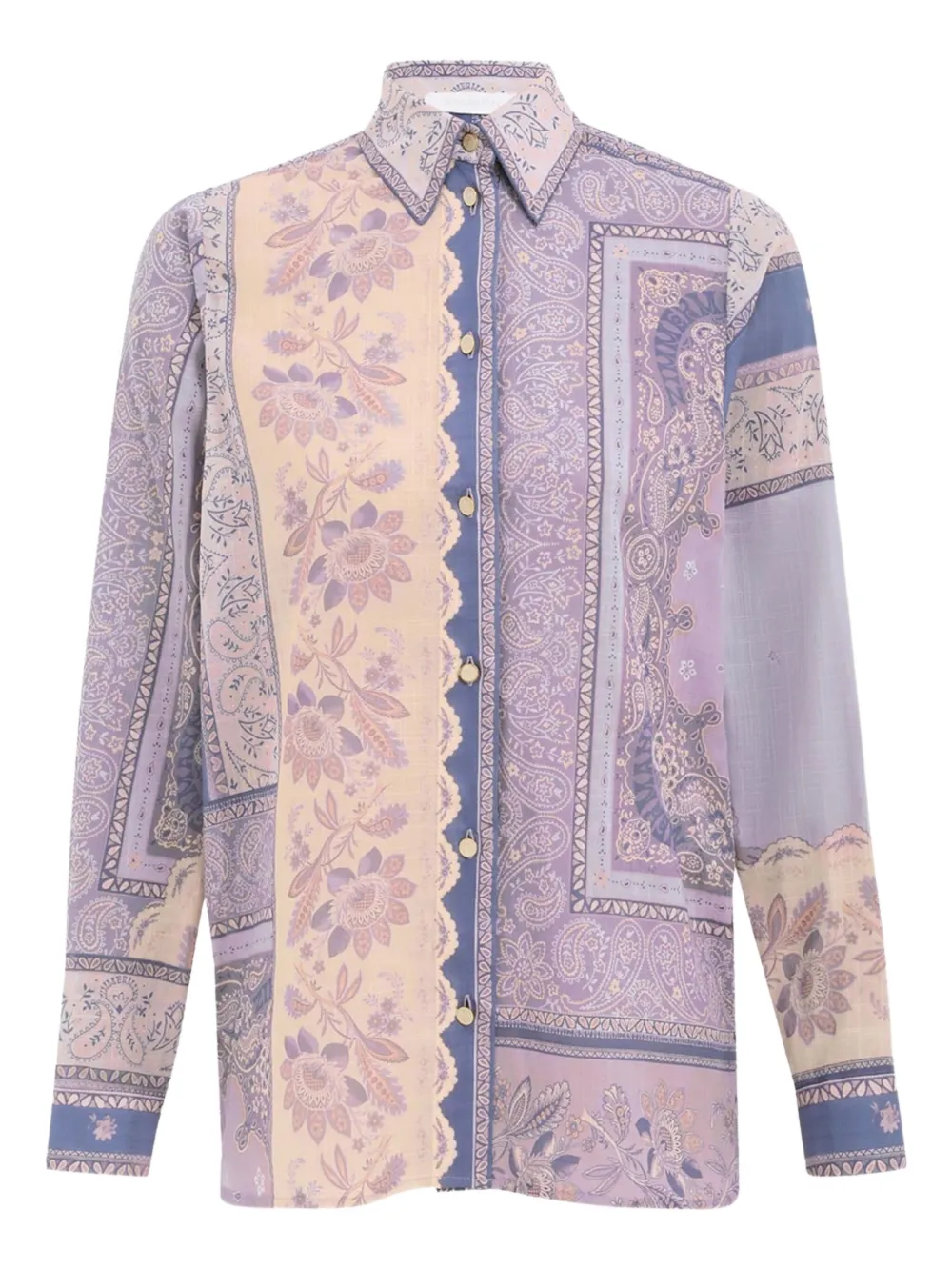 ZIMMERMANN mix-print button-up shirt | Blue | Image 1