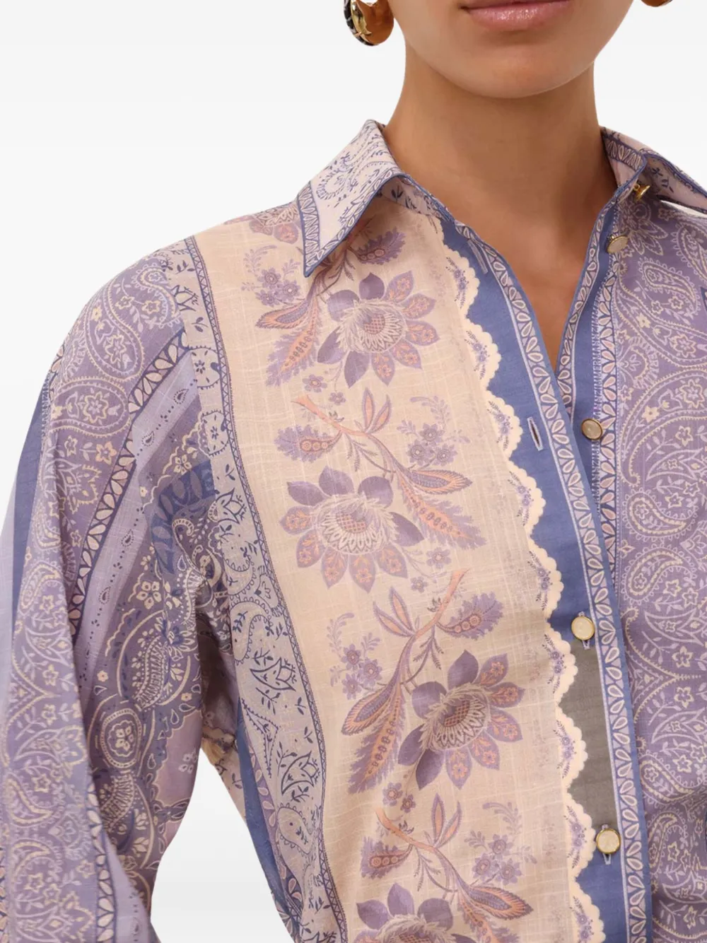 mix-print button-up shirt