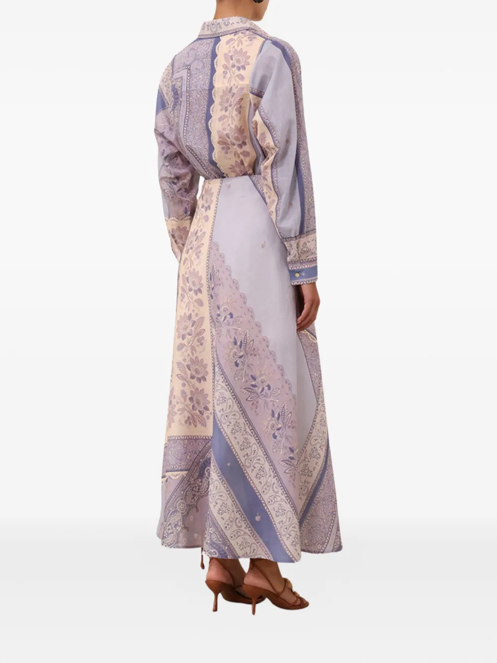 Zimmermann Womens Blue Bandana Lucky Bias-cut Linen Maxi Skirt