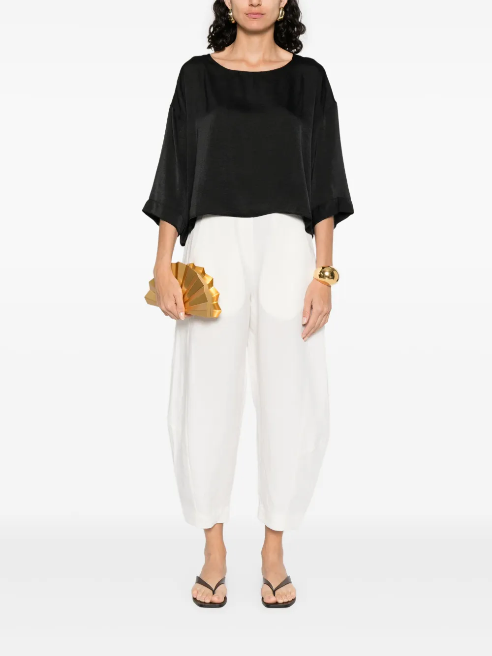 MOUTAKI High waist broek met toelopende pijpen - Beige