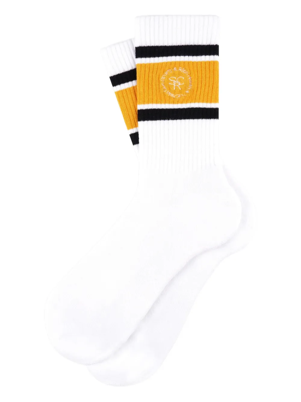 Sporty & Rich striped logo socks | White | Image 1
