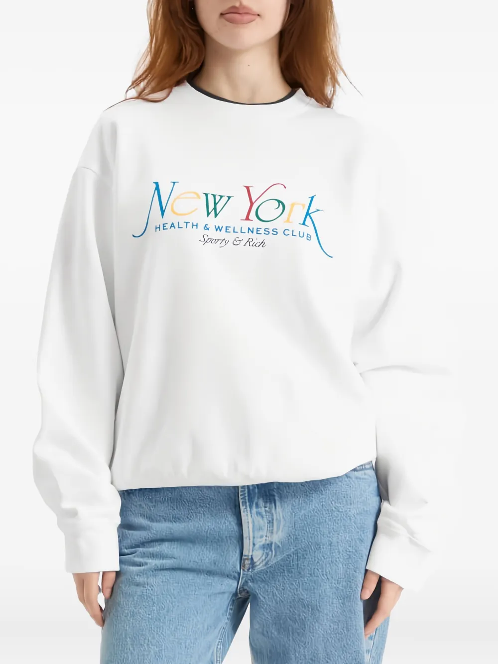 Sporty & Rich Sweater met ronde hals en grafische print Wit