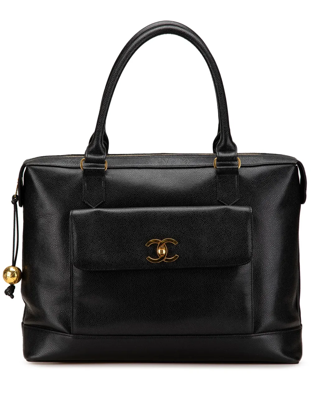 CHANEL Pre-Owned 1991-1994 CC Caviar Turnlock tote bag - ブラック CHANEL Pre-Owned 1991-1994 CC Caviar Turnlock tote bag - ブラック