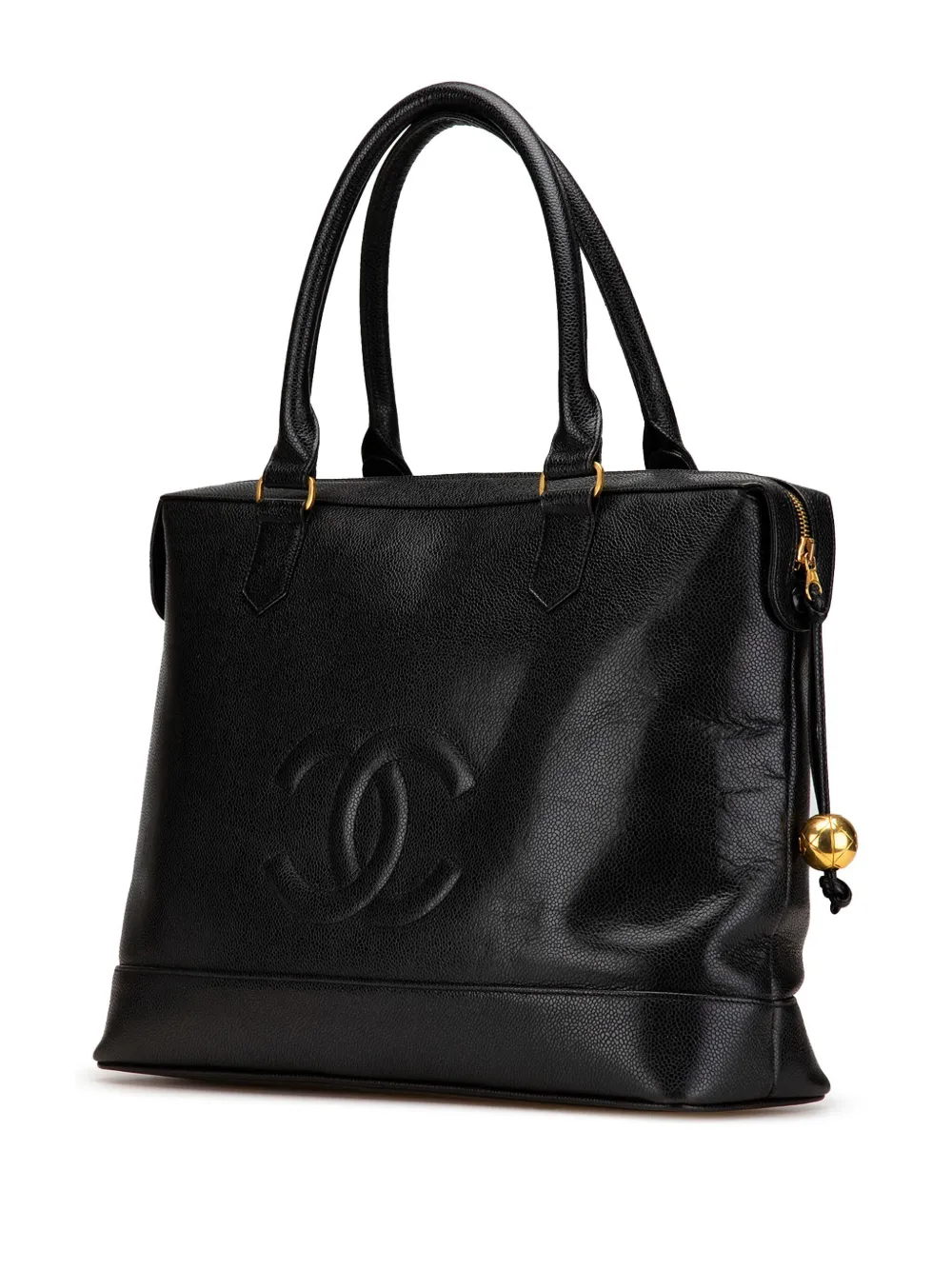 Pre-owned Chanel 1991-1994 Cc Caviar Turnlock Tote Bag