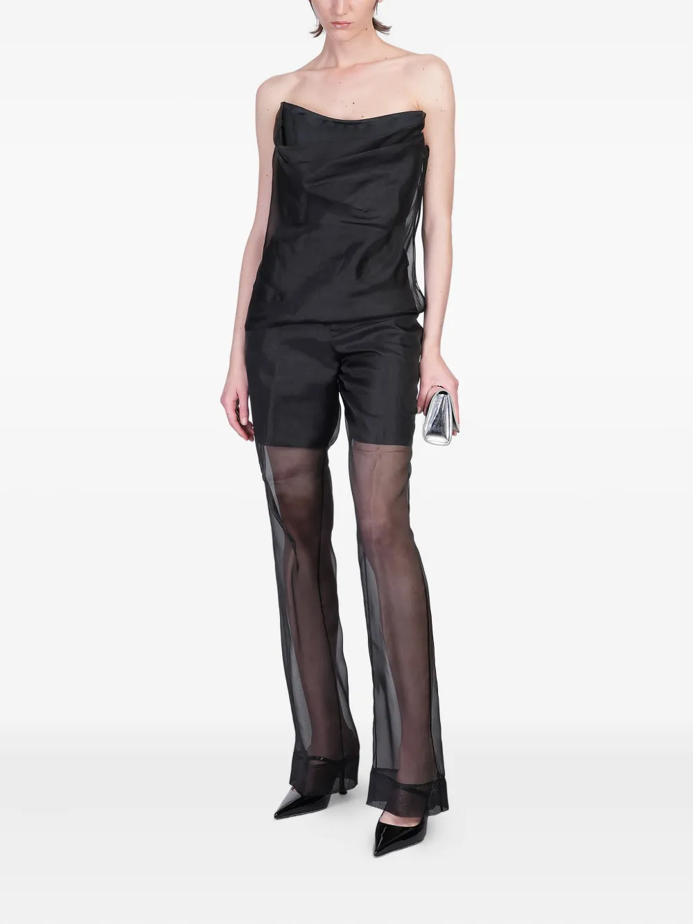 Del Core draped bustier top - Zwart