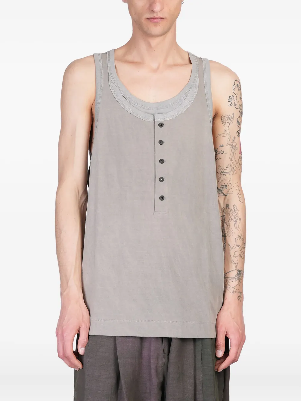 Ziggy Chen button-up tank top | Grey | Image 1