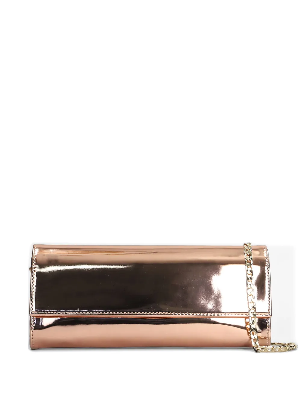 metallic chain-strap clutch