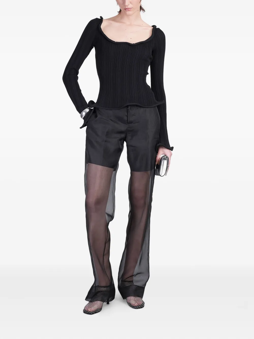 Del Core silk trousers - Zwart