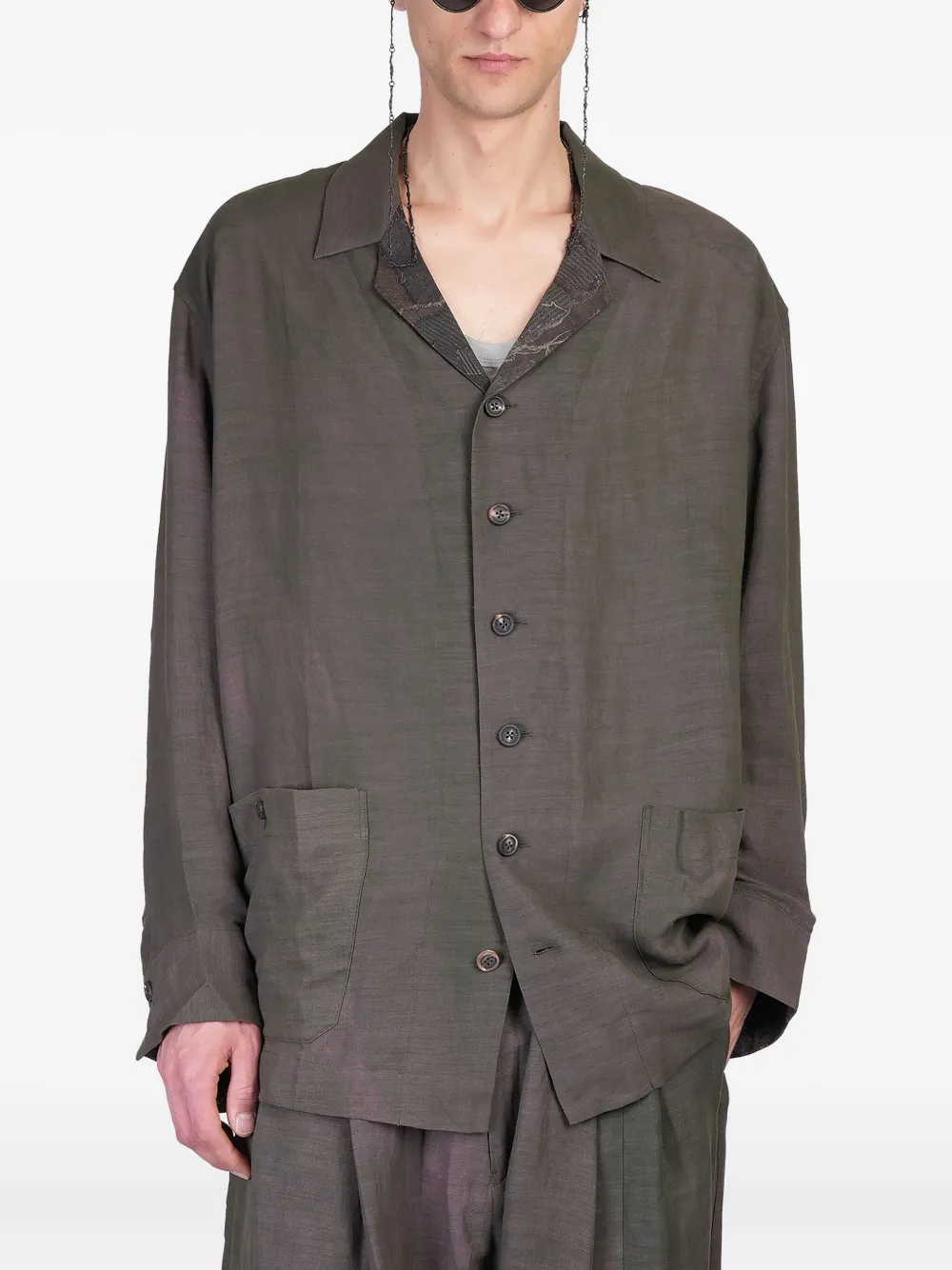 Ziggy Chen cotton-blend shirt | Brown | Image 1