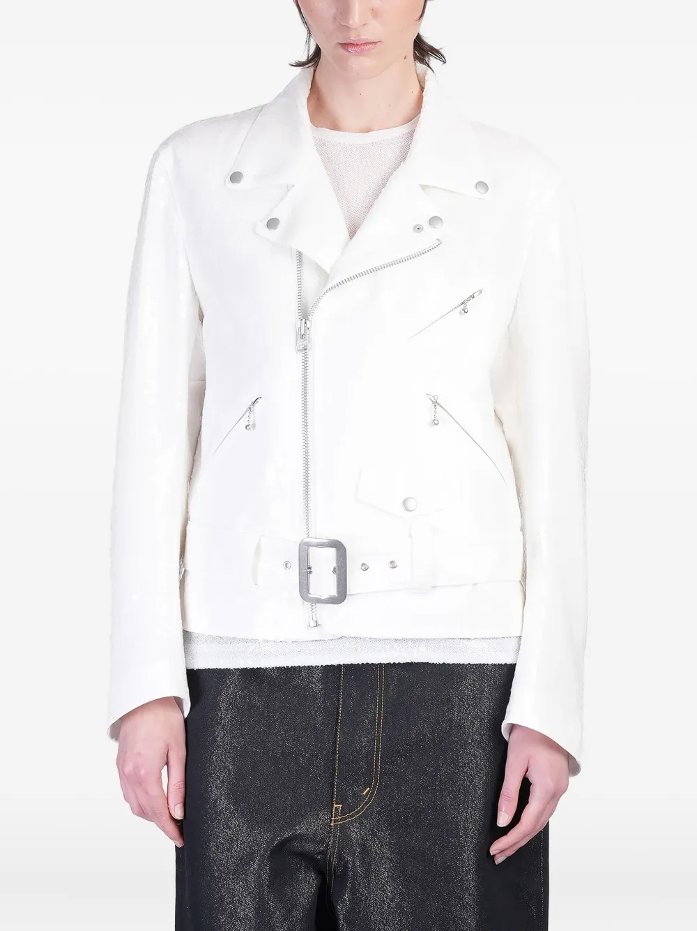 Junya Watanabe Leren bikerjack Wit