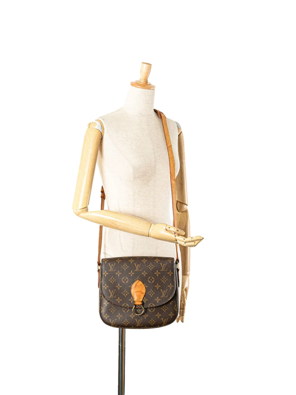 Pre-owned Louis Vuitton 2001 Monogram Saint Cloud Gm Crossbody Bag In Brown