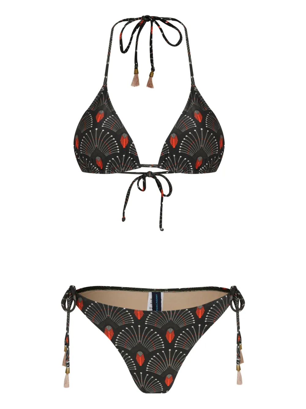 Lygia & Nanny Maya tassel-trimmed bikini Grijs