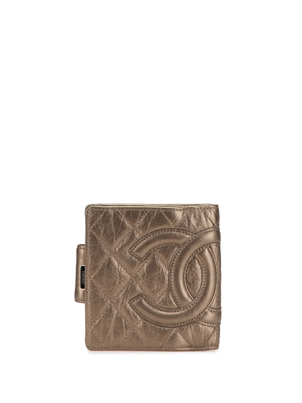 Pre-owned Chanel 2006-2008 Metallic Aged Calfskin Cambon Ligne Bifold Wallet Small Wallets