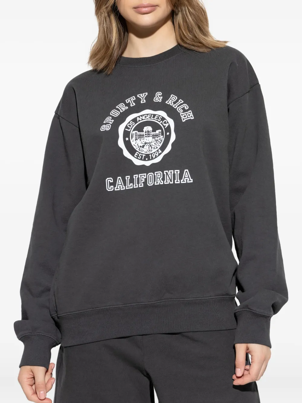 Sporty & Rich Grafische top met ronde hals Zwart