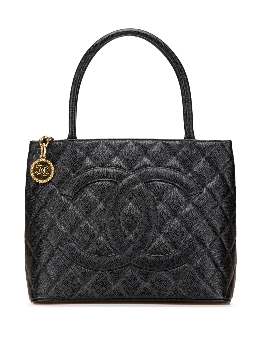 CHANEL Pre-Owned 2002-2003 Caviar Medallion tote bag - BLACK CHANEL Pre-Owned 2002-2003 Caviar Medallion tote bag - BLACK