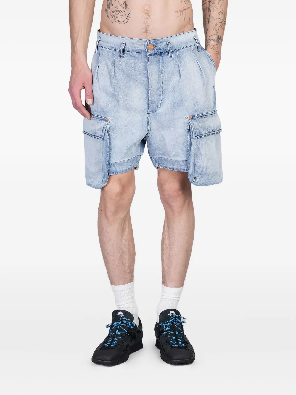 denim cargo shorts