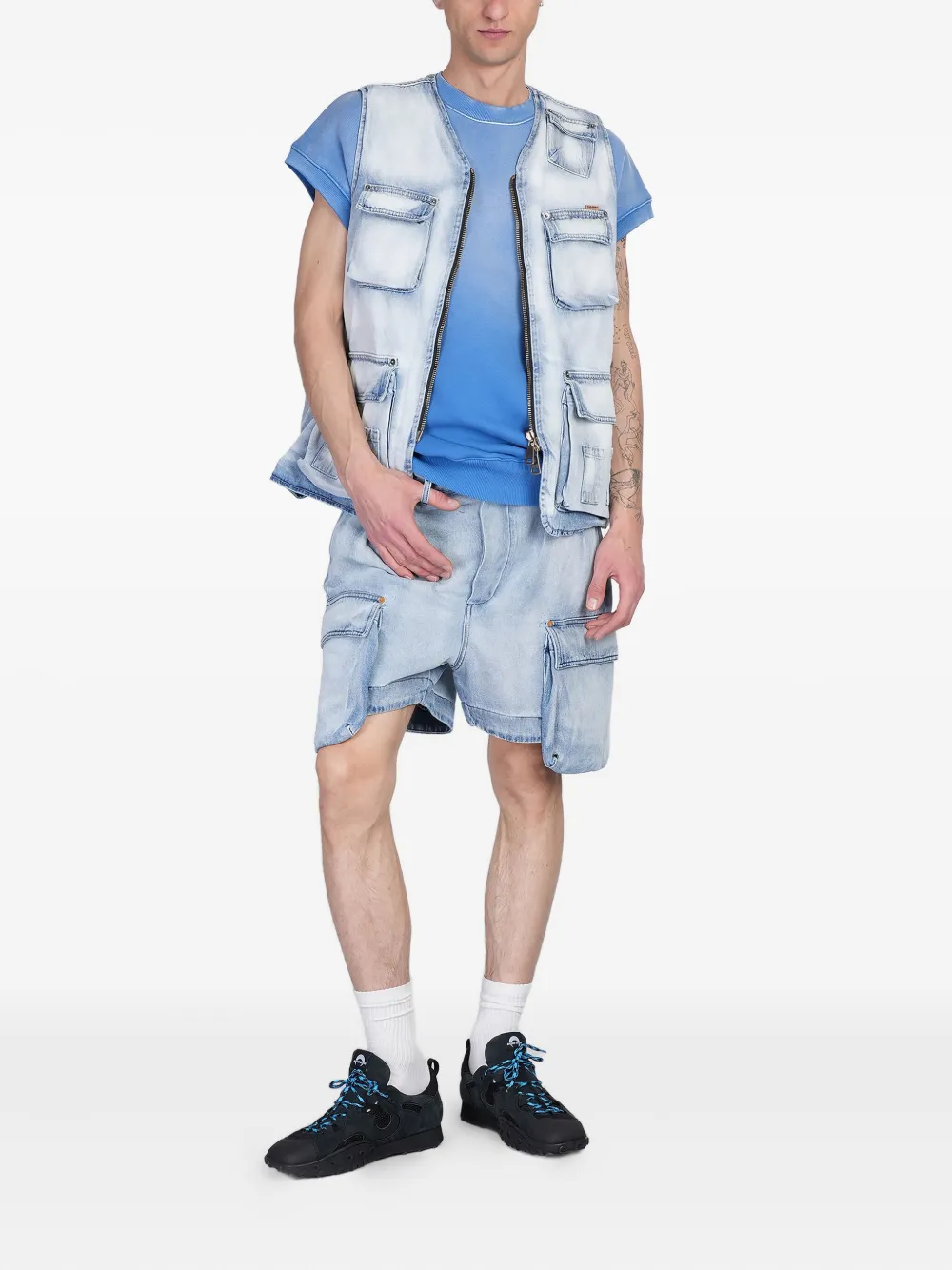 CULTURA denim cargo shorts - Blauw