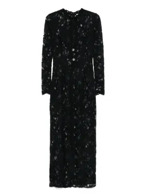 MANUR Sally Lace Midi Dress | Black | FARFETCH