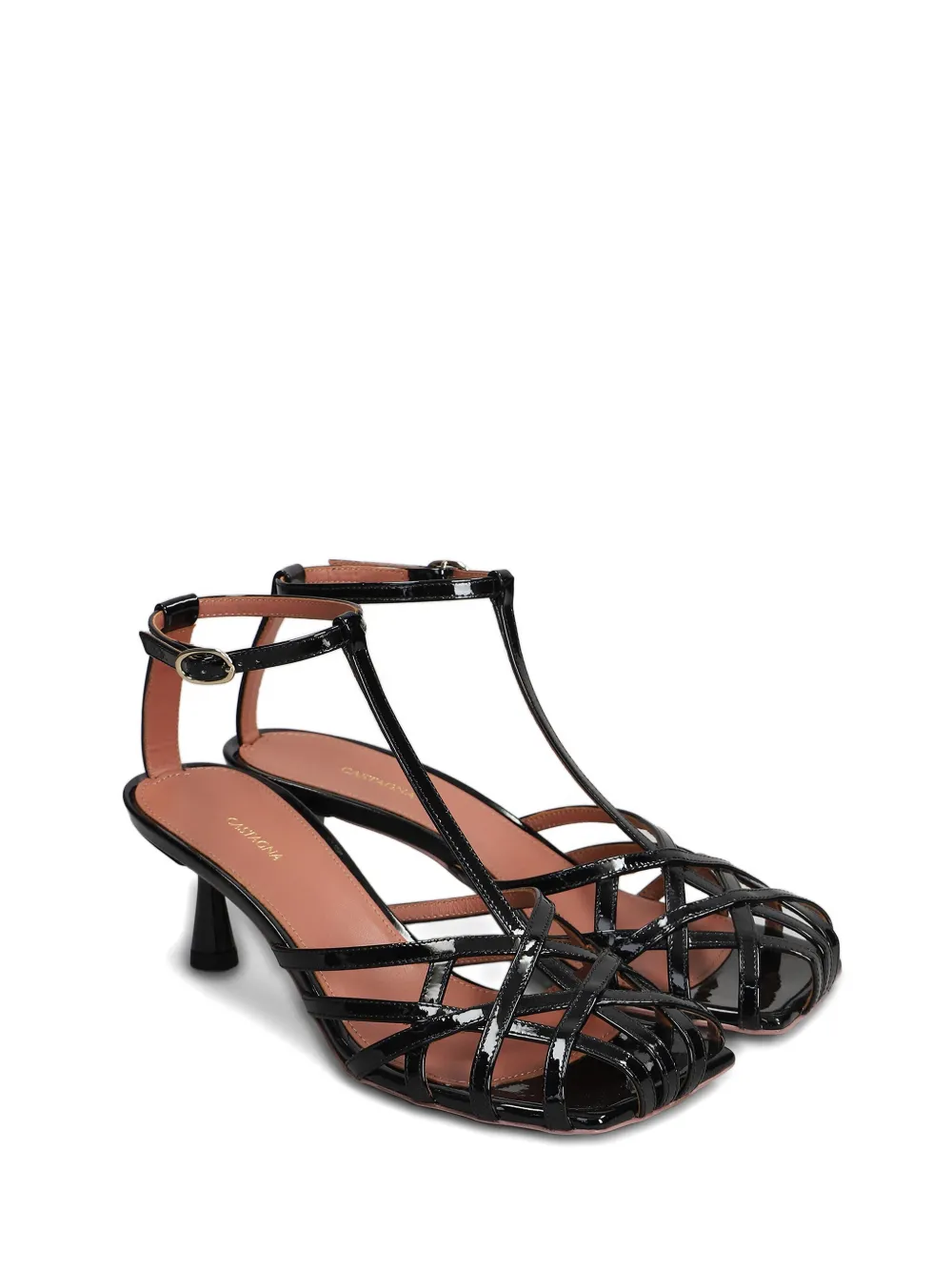 Aldo Castagna Manila Sandals In Black Patent Leather In Multi