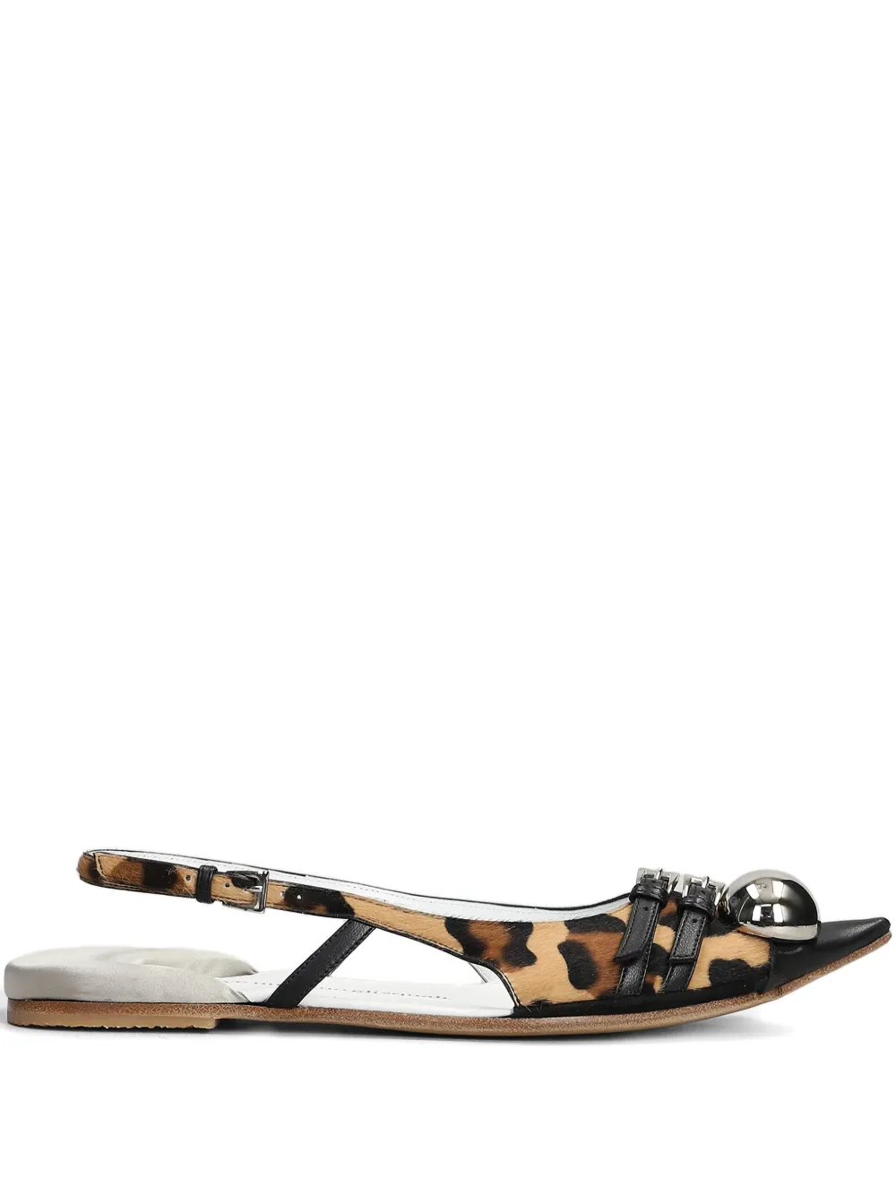 Dove Nuotano Gli Squali leopard-print flat pumps Brown