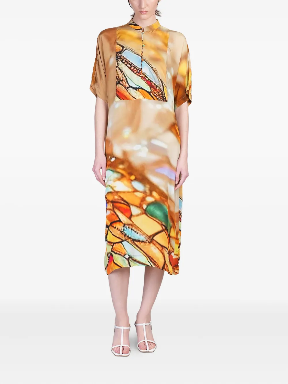 YAVI vestido midi con estampado gráfico | neutro | Image 1