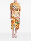 YAVI graphic-print midi dress - Neutrals